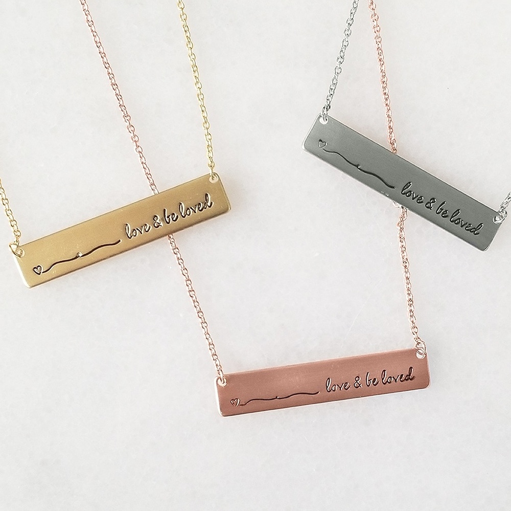 Loved & Be Loved Bar Necklace-rose gold